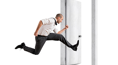 Desktop man jumping out door 25155